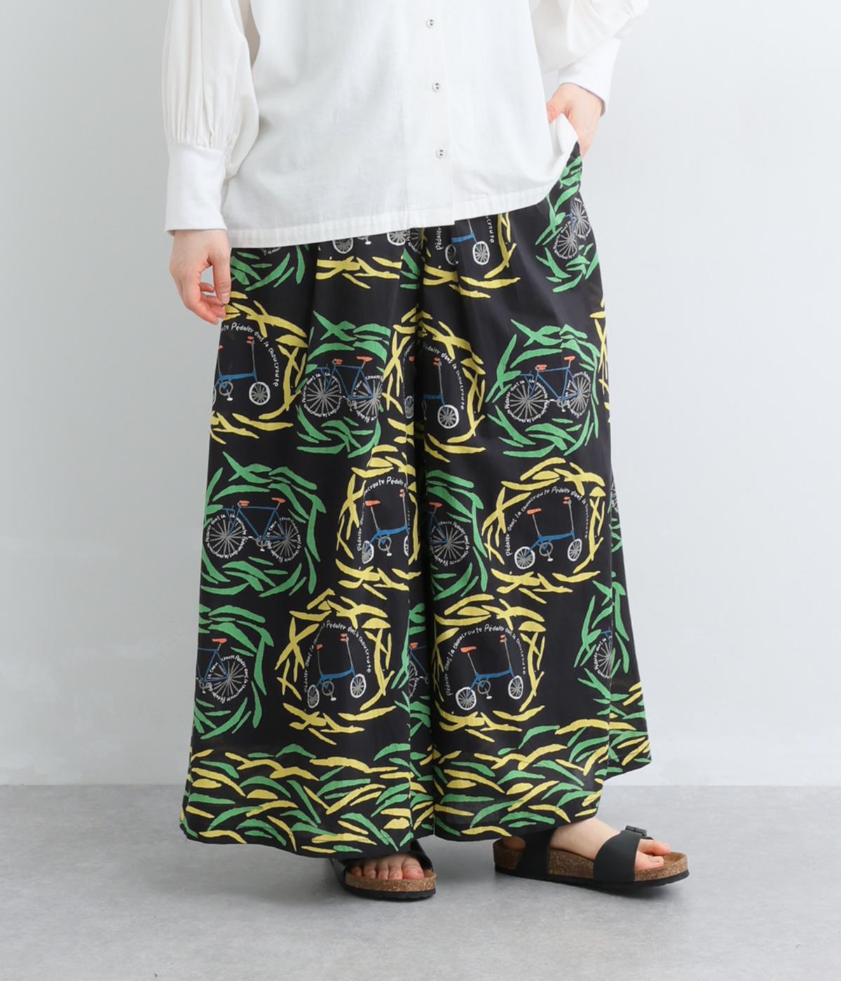 コットンボイルザワークラウトワイドパンツ(ブラック-F)