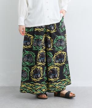 コットンボイルザワークラウトワイドパンツ(ブラック-F)