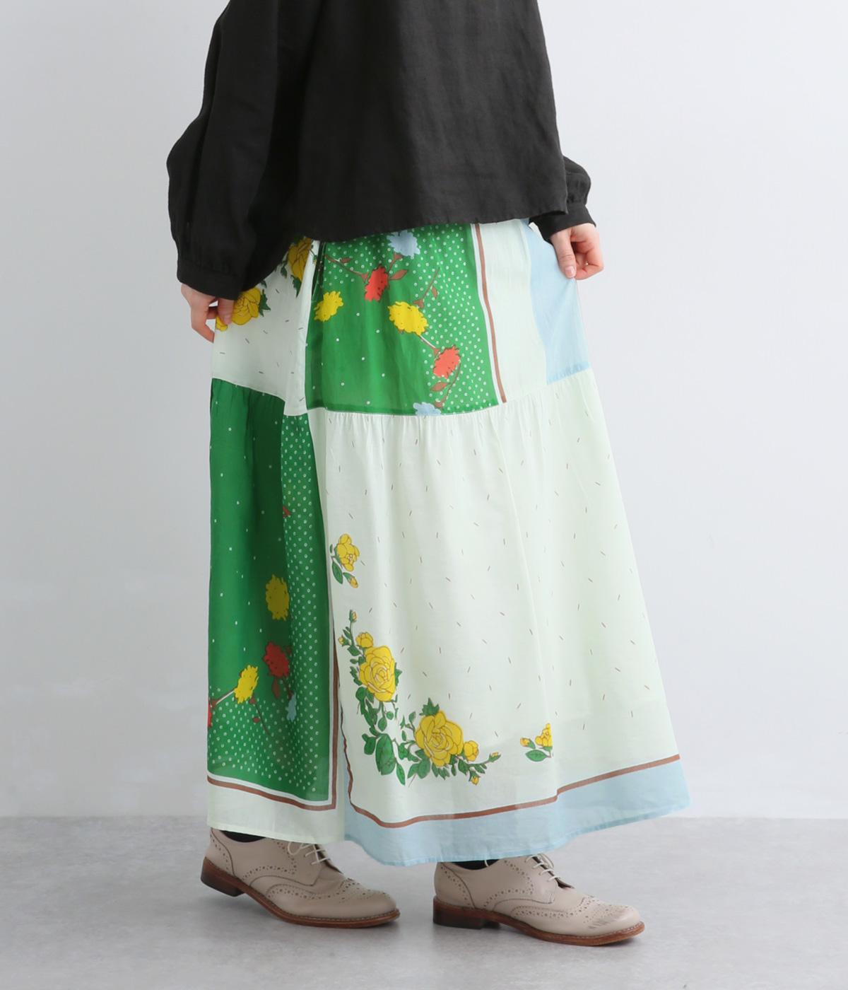 「coco made」さんコラボ　コットンレーヨンスカーフプリントスカート(ベージュ-F)