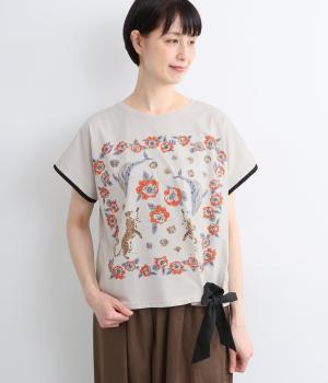 コットンインパチェンスリボンTシャツ(グレー-F)