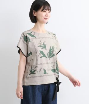 コットンリリーリボンTシャツ(グレー-F)