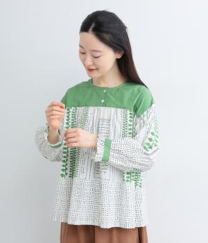 「coco made」さんコラボ　コットンタイプライタージャックブラウス