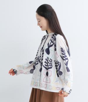 コットンボイルヒヤシンスブラウス(ホワイト-F)