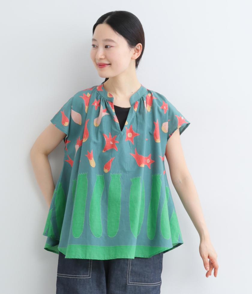コットンキャンブリックズッキーニブラウス