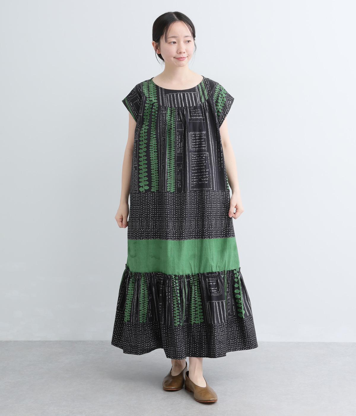 「coco made」さんコラボ　コットンタイプライタージャックワンピース(ブラック-F)