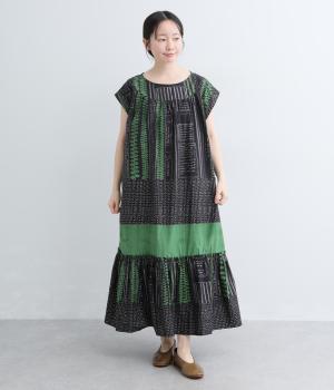 「coco made」さんコラボ　コットンタイプライタージャックワンピース(ブラック-F)