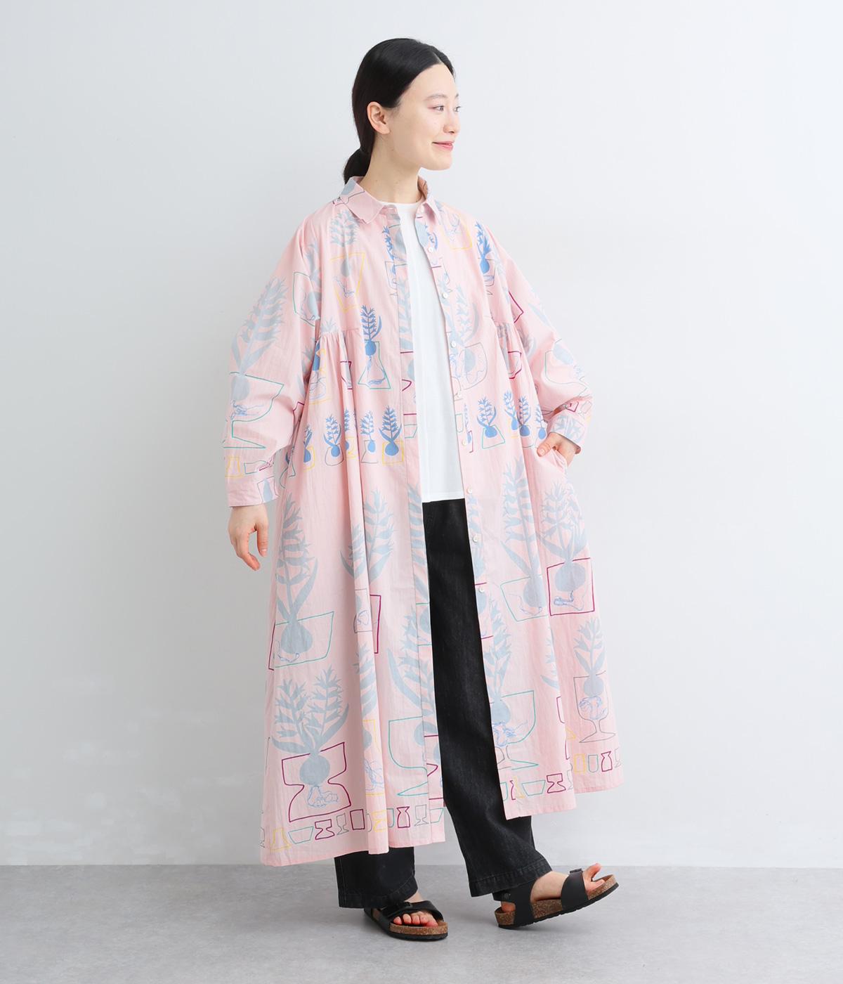 コットンタイプライターヒヤシンスワンピース(ピンク-F)