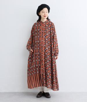 コットンパネルチェックワンピース（レッド・F）