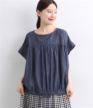 2wayギャザーデニムブラウス(ワンウォッシュ-ONESIZE)