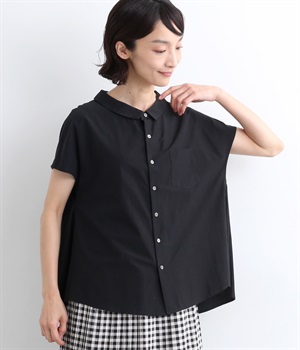 バックフレアブラウス(ブラック-M)