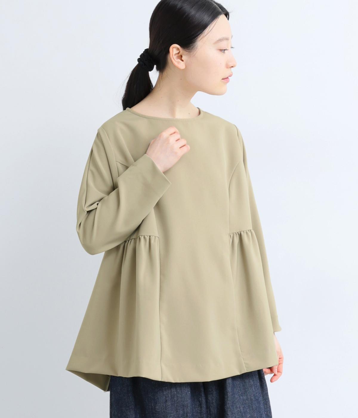 ペプラムデザイントップス(ベージュ-M)