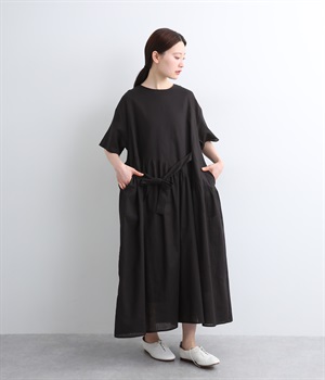 アシンメトリーデザインギャザードレス(ブラック-ONESIZE)