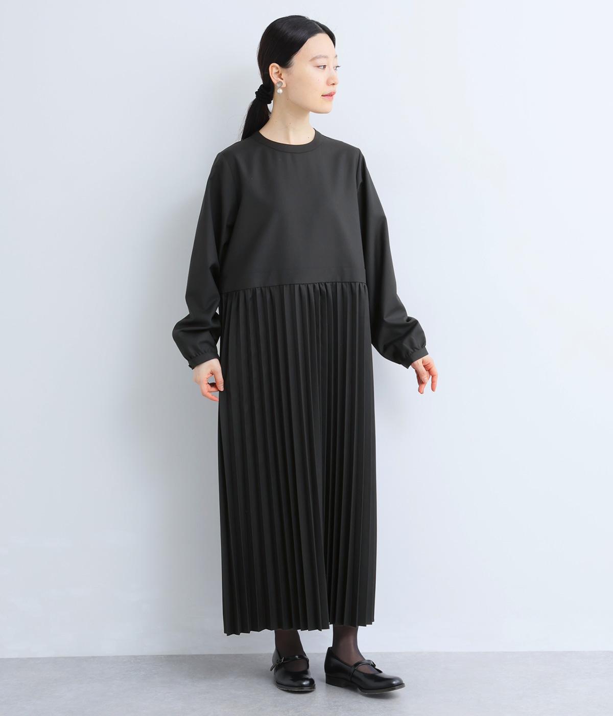 アコーディオンプリーツワンピース(ブラック-M)
