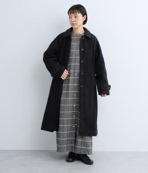 ステンカラーフリースコート(ブラック-M)