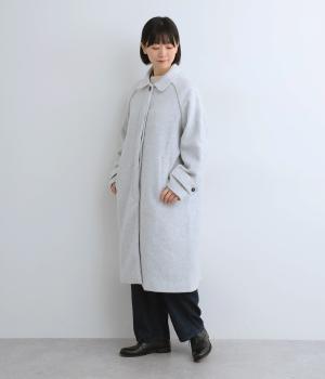 ステンカラーフリースコート(ライトグレー-M)