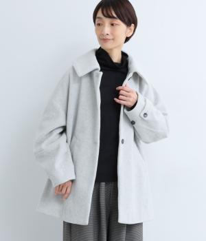 ビッグカラーAラインコート(ライトグレー-M)