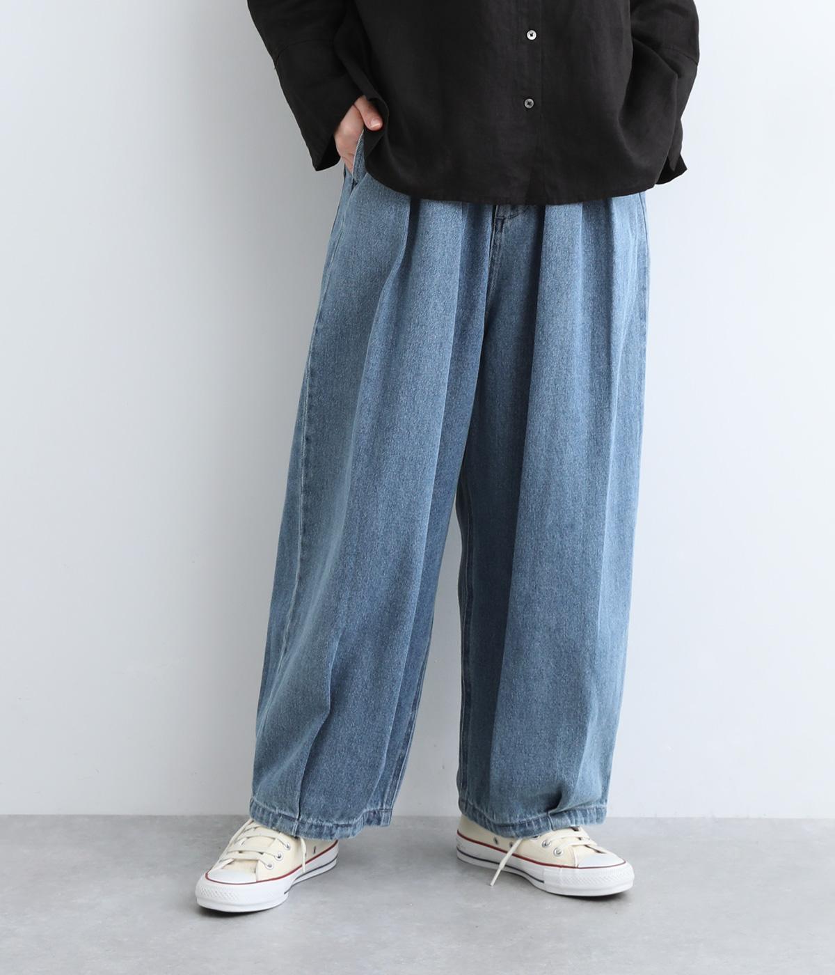 ヘムデザインコクーンシルエットデニム(ライトインディゴ-M)