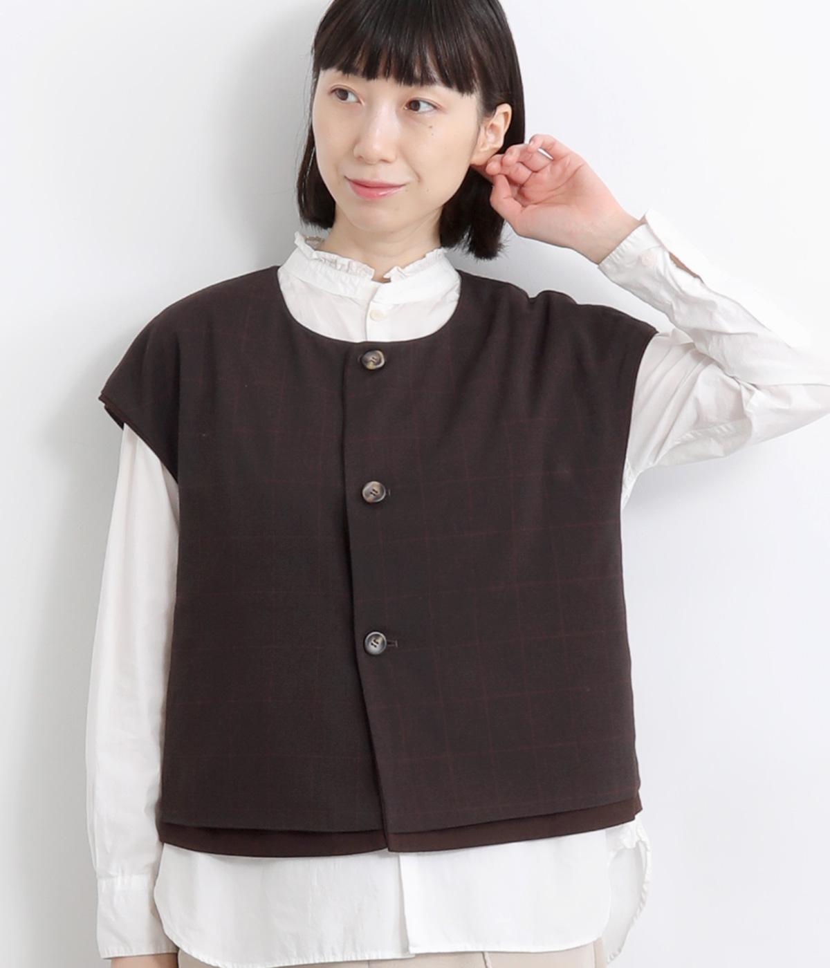 リバーシブルデザインベスト(ブラウン-M)