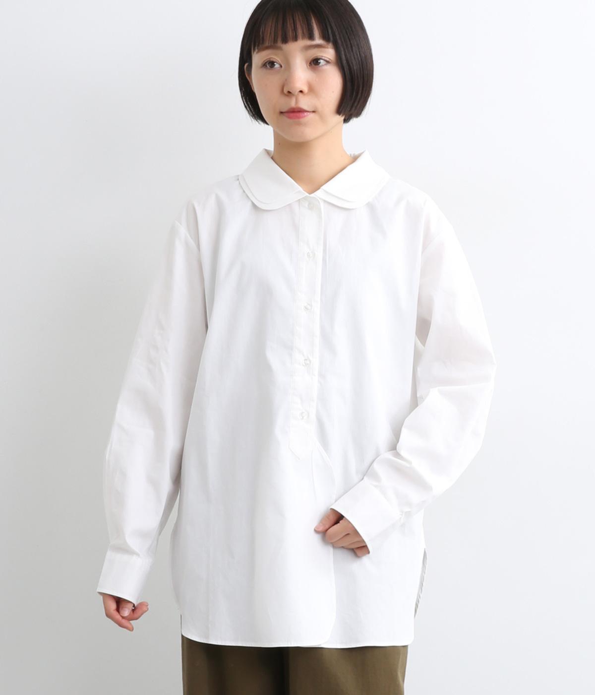 ダブルカラーデザインシャツ(オフホワイト-M)