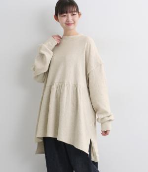 接結カットソーギャザートップス(オフ-M)