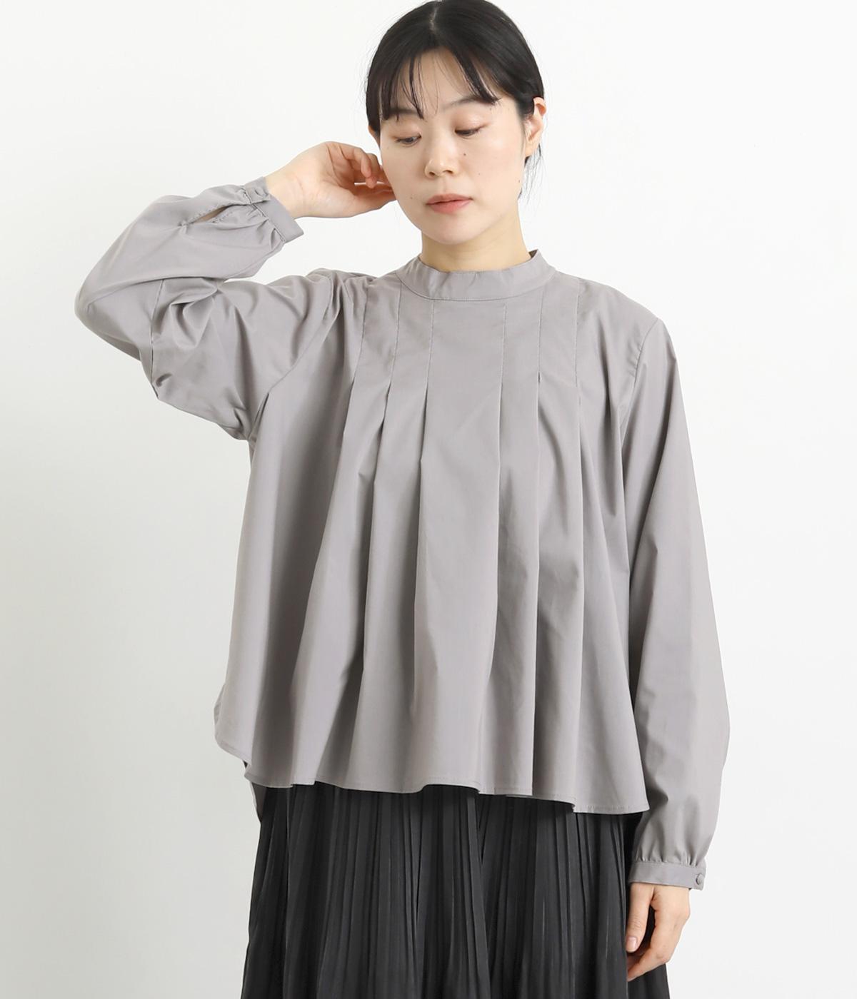 タックデザインブラウス(グレー-M)