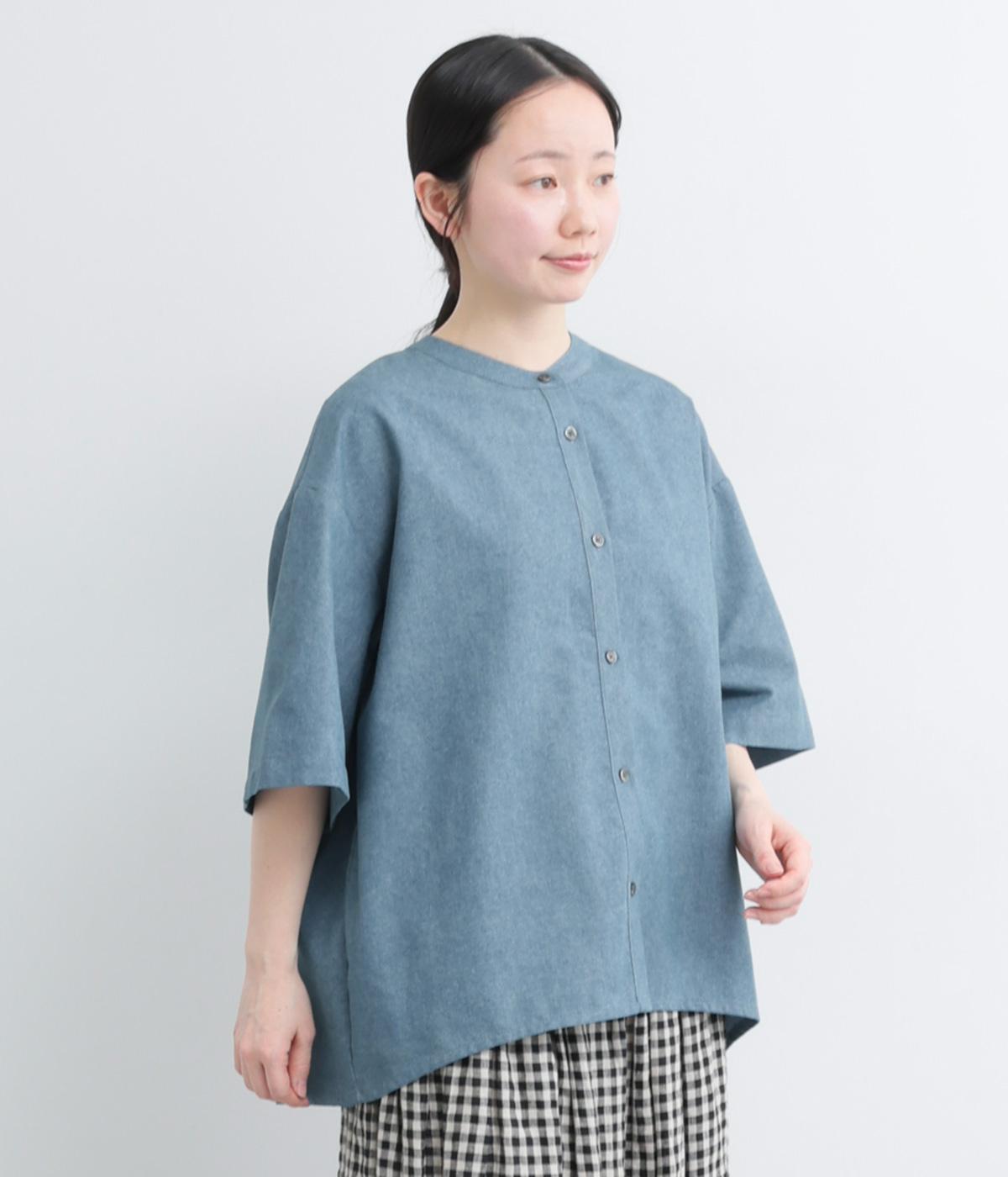 バックプリーツデニムシャツ(ライトブルー-M)