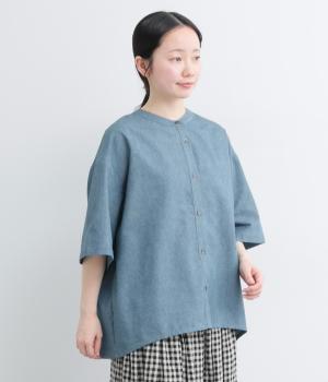 バックプリーツデニムシャツ(ライトブルー-M)
