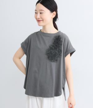 チュールデザインTシャツ(チャコール-M)