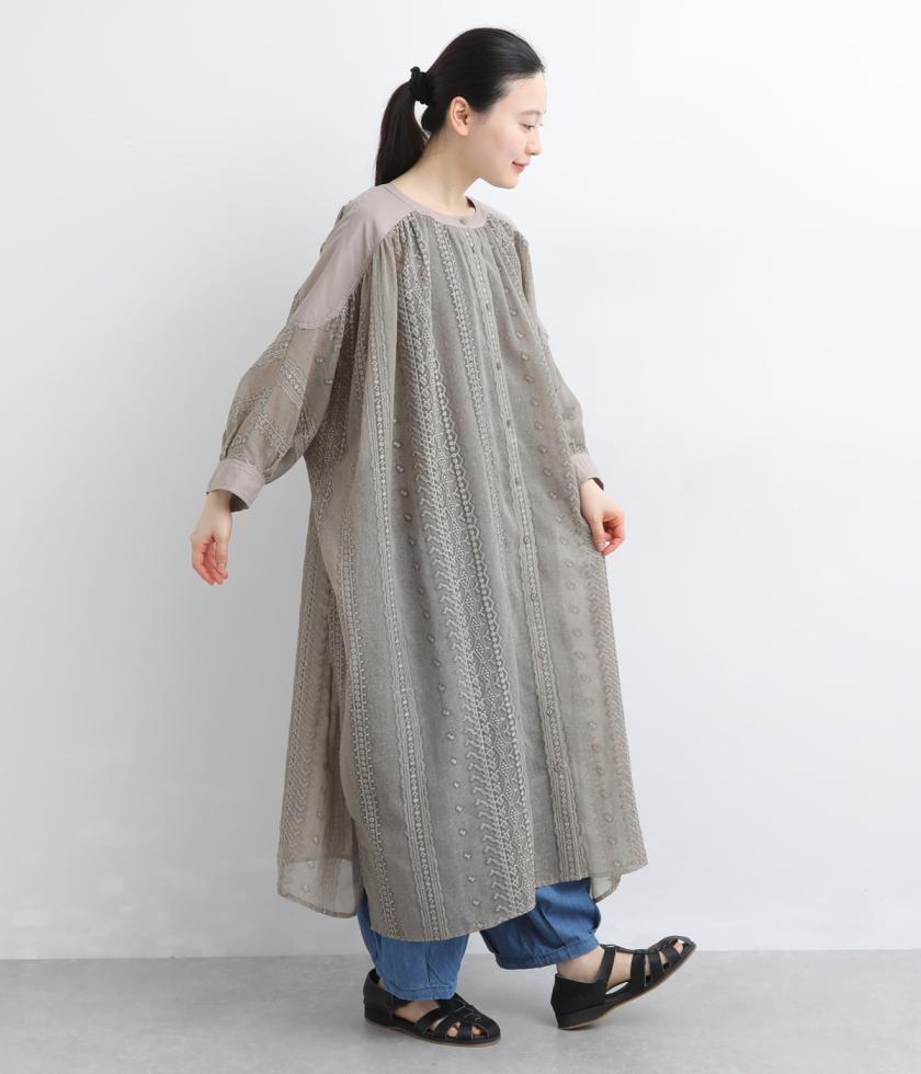 2wayエンブロイダリーシアードルマンスリーブドレス