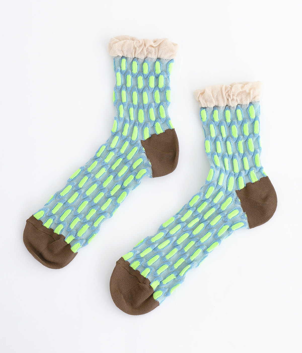 BUMPY MESH DOT SOCKS(ライム-ONESIZE)