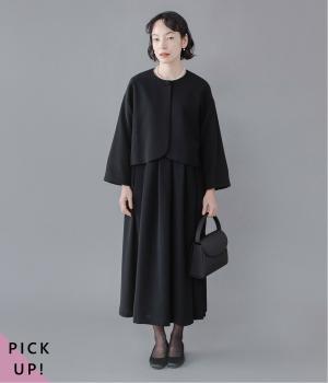 【慶弔両用】大切な日のジャケット＆ワンピースセット(ブラック-M)