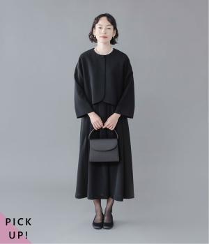 【慶弔両用】大切な日のジャケット＆ワンピースセット（ブラック・LL）