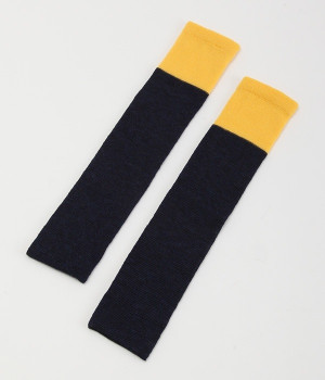 レッグウォーマー薄手(ネイビー×イエロー-ONESIZE)