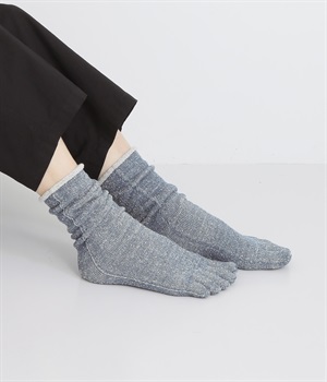 シルク&ウール パイル5本指靴下(さざ波-ONESIZE)