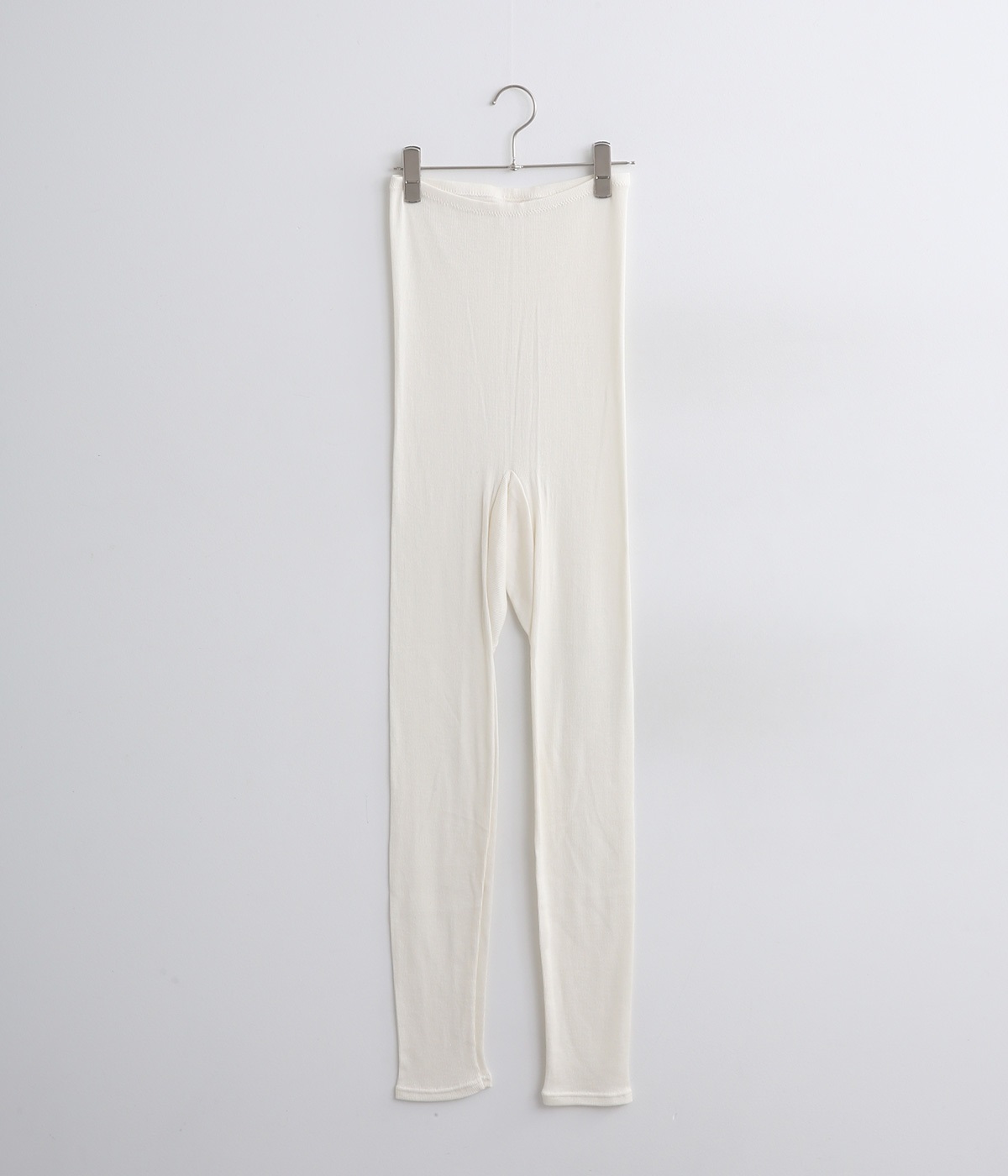 シルク100%リブレギンス(パールホワイト-ONESIZE)