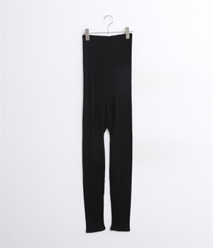 シルク100%リブレギンス(ピュアブラック-ONESIZE)