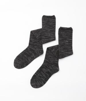 シルク&ウールニーハイカバーソックス（黒ごま・0）