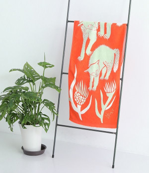 タオルてぬぐい(威嚇するネコ親子-ONESIZE)