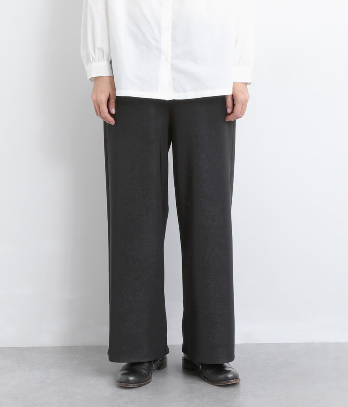 ロイカピケストレッチワイドパンツ(ブラック-F)