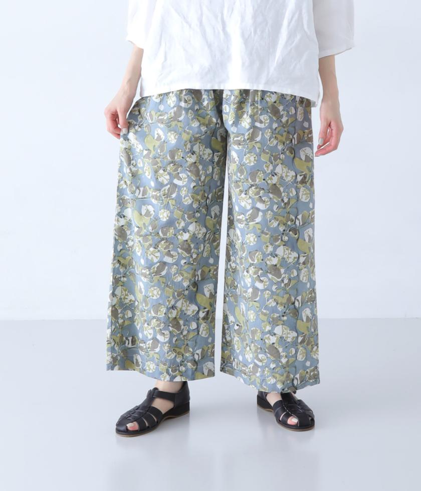 ブロックプリントワイドパンツ