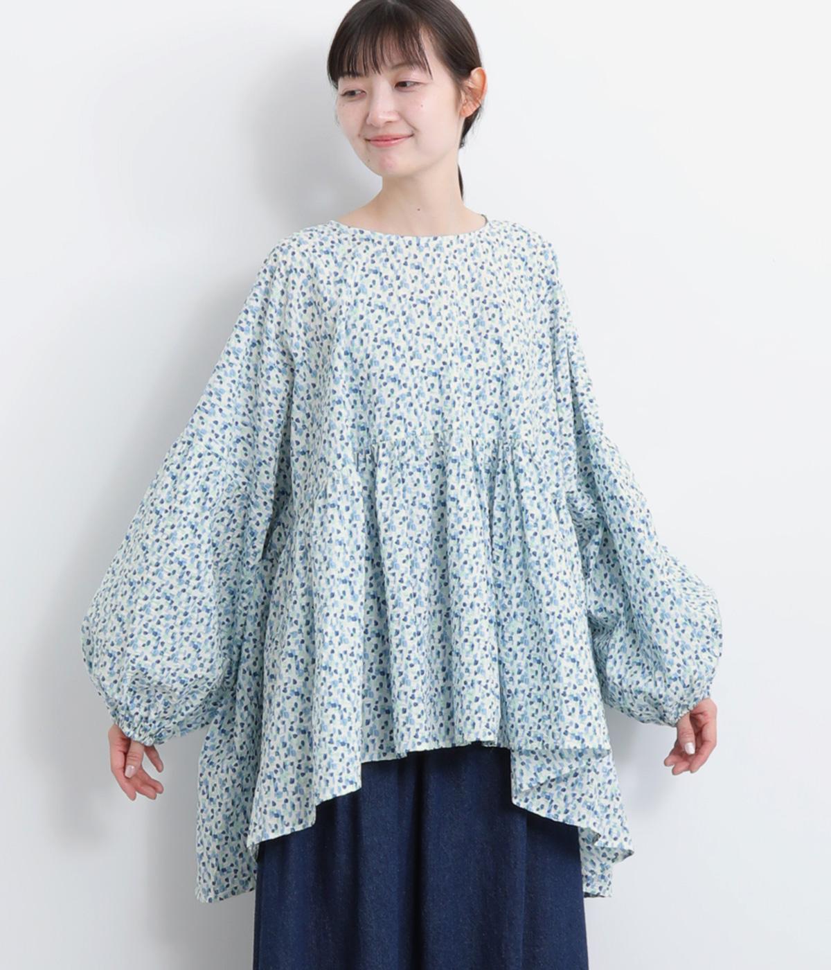 ローンリップルレインドロップワイドプルオーバー(ブルー-F)