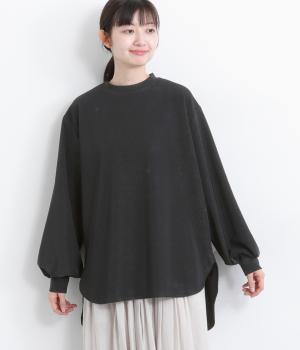 ロイカピケストレッチTシャツブラウス(ブラック-F)