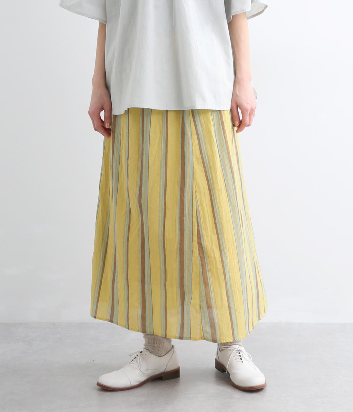 シャルトノーツストライプ&チェックスカート(イエローストライプ-F)