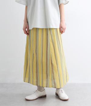 シャルトノーツストライプ&チェックスカート(イエローストライプ-F)