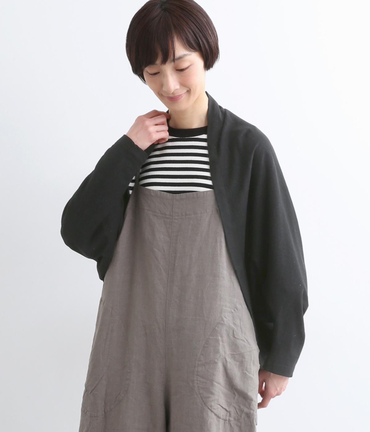 コットンリネンカーディガン(ブラック-F)