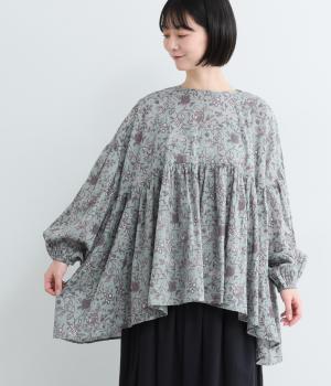 80sボイルハンドプリンティングワイドプルオーバー(ターコイズ-F)