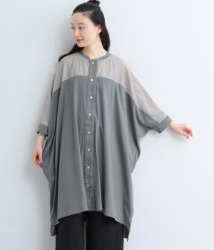 30コットンシャツワンピース(グレー-F)