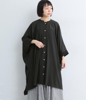 30コットンシャツワンピース(ブラック-F)