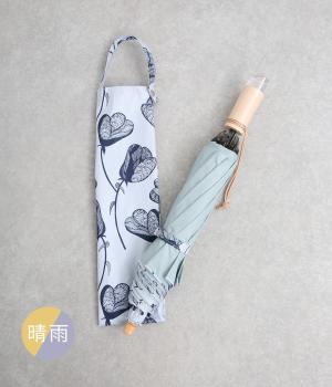 晴雨兼用　北欧柄　2段折りたたみ傘(ラインフラワー-F)
