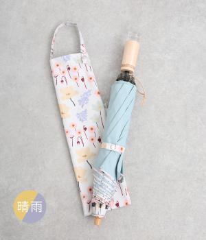 晴雨兼用　北欧柄　2段折りたたみ傘(チューリップとライラック-F)